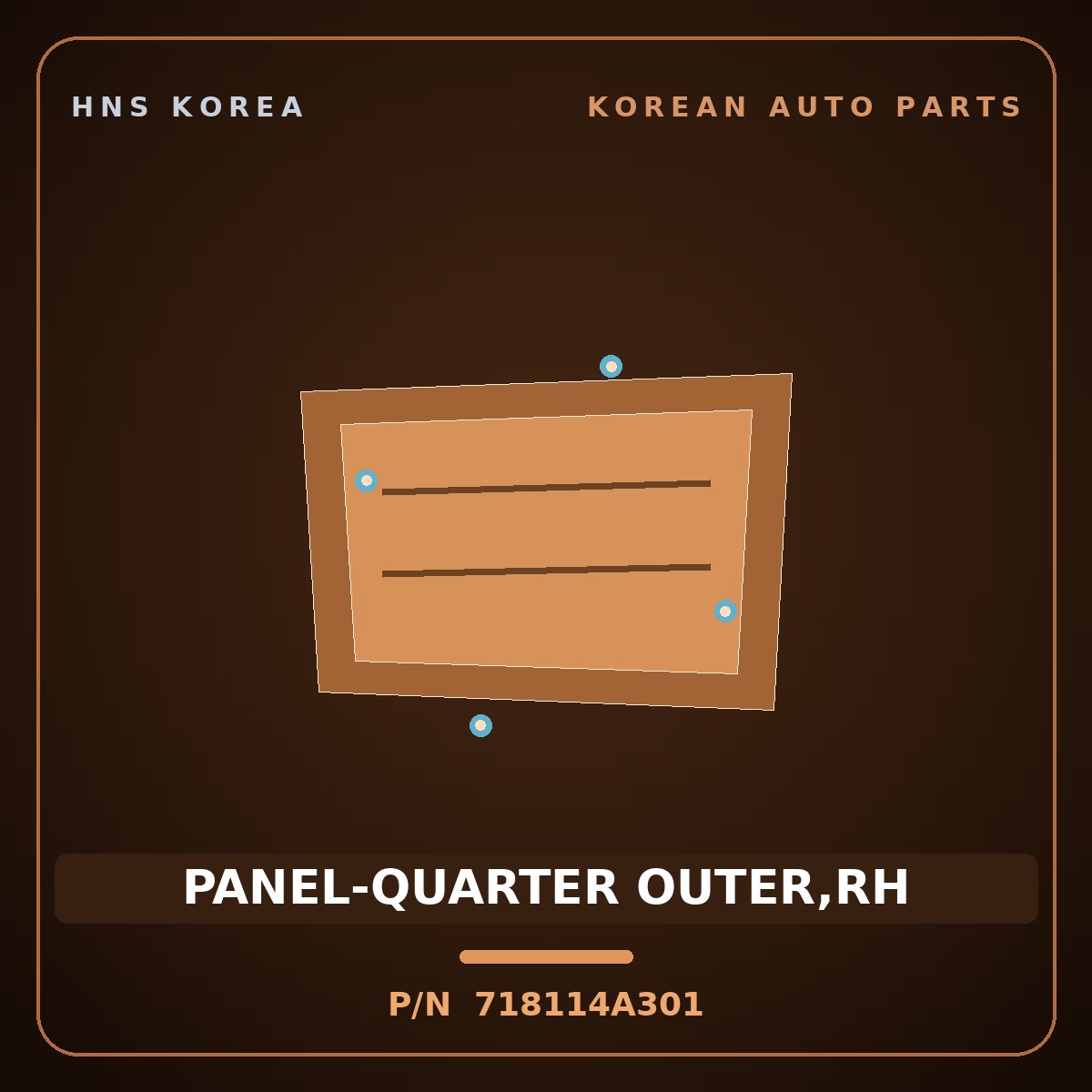 Genuine Mobis PANEL-QUARTER OUTER,RH 718114A301 for Grand Starex 1997 HNS Parts Korea