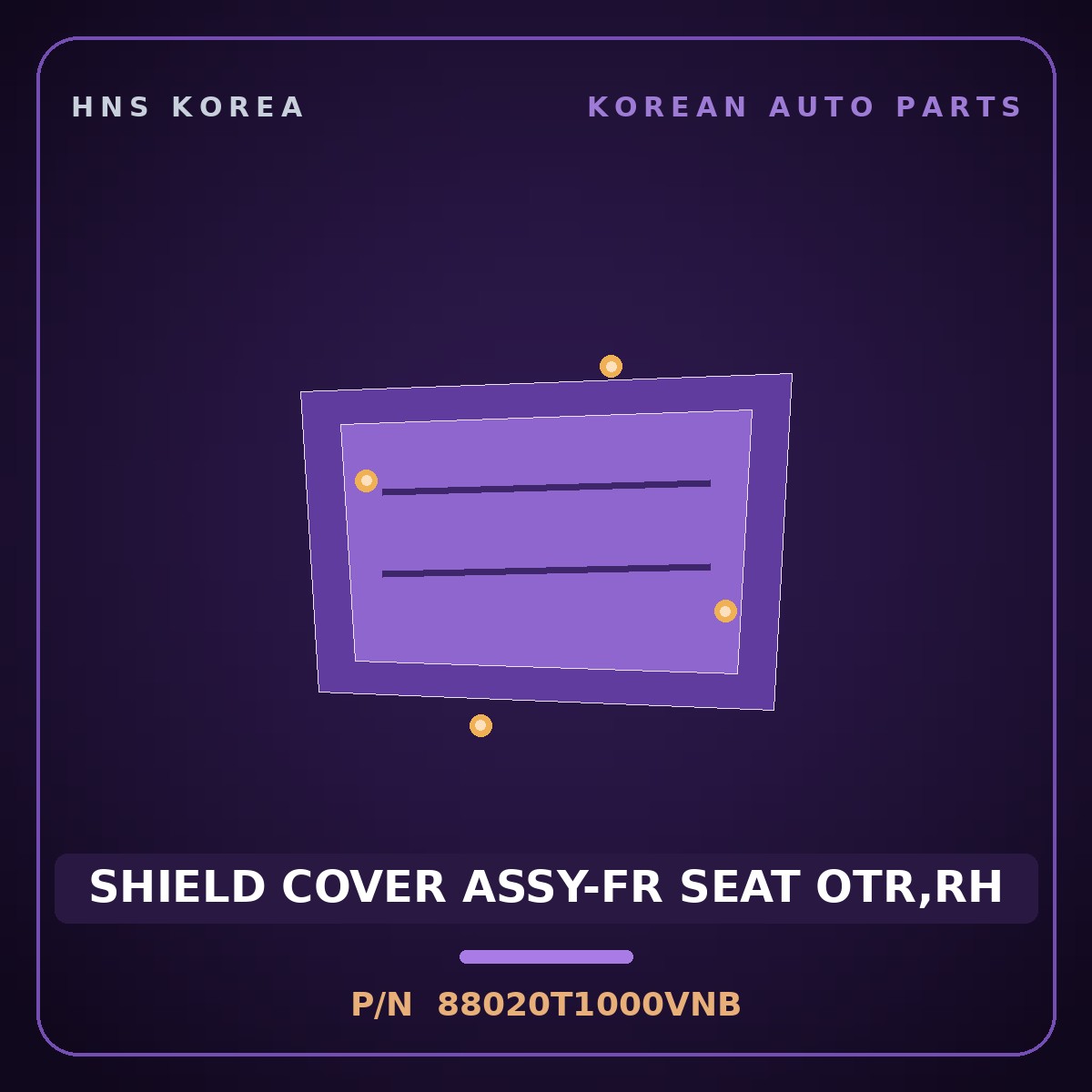 Genuine Mobis SHIELD COVER ASSY-FR SEAT OTR,RH 88020T1000VNB for G80 2020 HNS Parts Korea