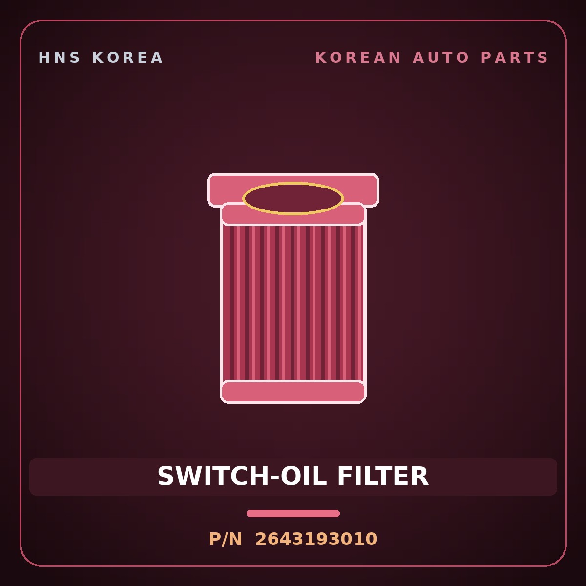 Genuine Mobis SWITCH-OIL FILTER 2643193010 for 5-Ton Truck 1997 HNS Parts Korea