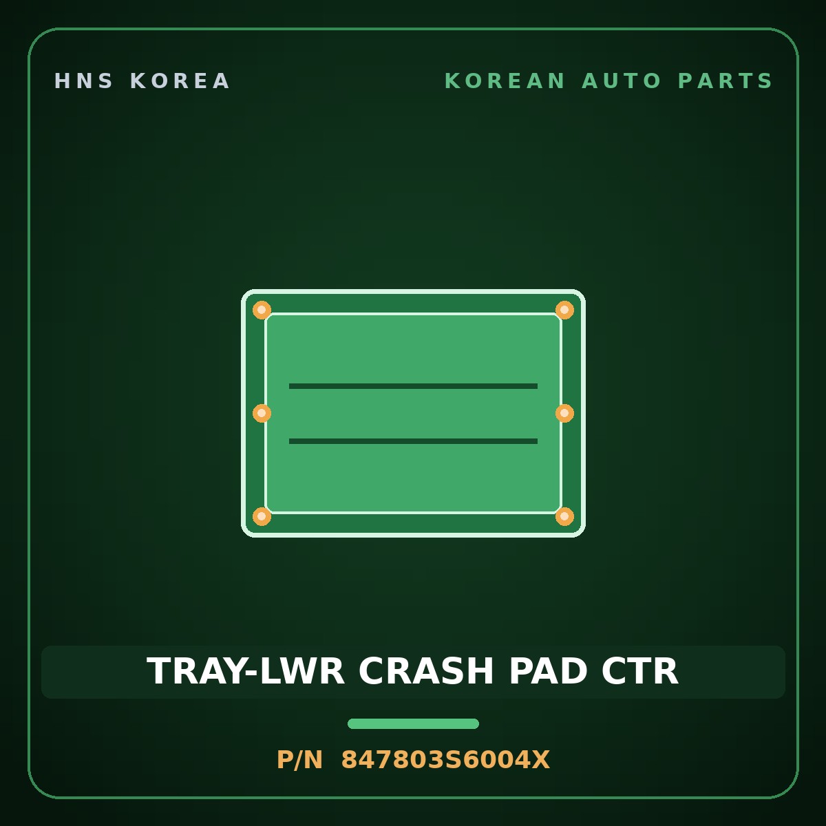 Genuine Mobis TRAY-LWR CRASH PAD CTR 847803S6004X for Sonata 2010 HNS Parts Korea