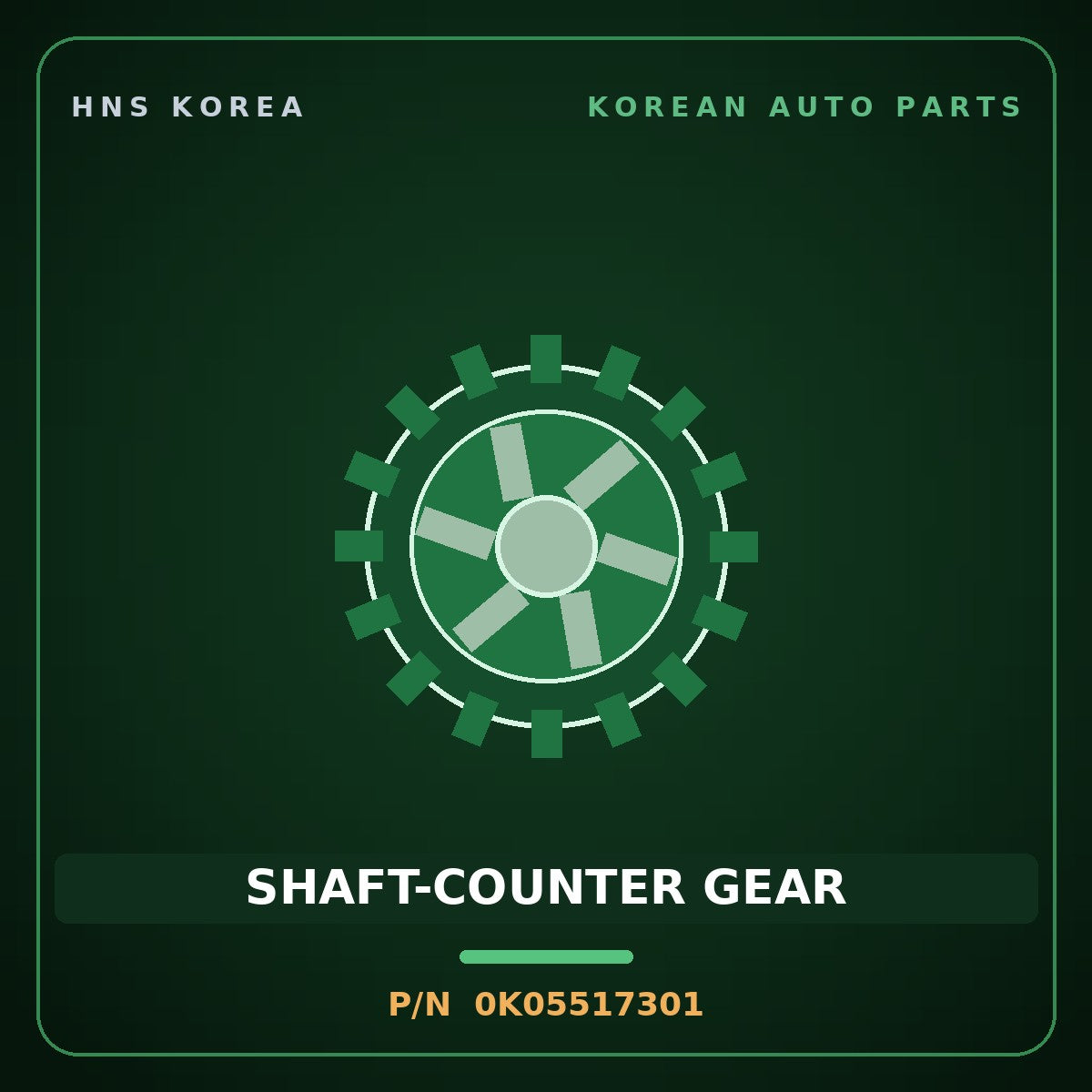 Genuine Mobis SHAFT-COUNTER GEAR 0K05517301 for Retona 1999 HNS Parts Korea