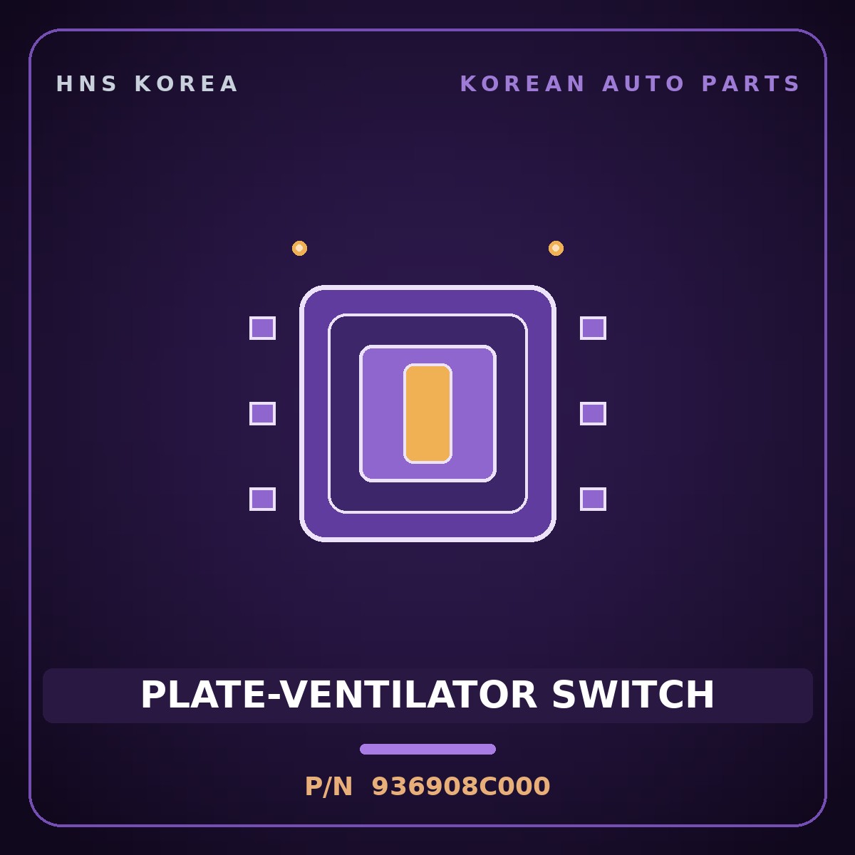 Genuine Mobis PLATE-VENTILATOR SWITCH 936908C000 for Aero City 2000 HNS Parts Korea
