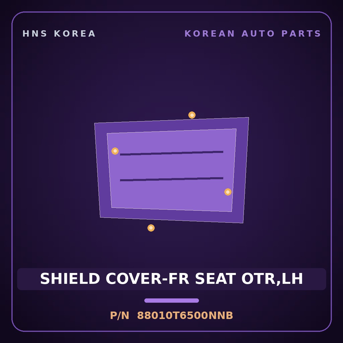 Genuine Mobis SHIELD COVER-FR SEAT OTR,LH 88010T6500NNB for Genesis GV80 2024 HNS Parts Korea