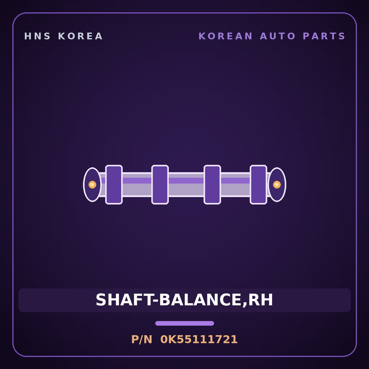 Genuine Mobis SHAFT-BALANCE,RH 0K55111721 for Carnival 1998 HNS Parts Korea