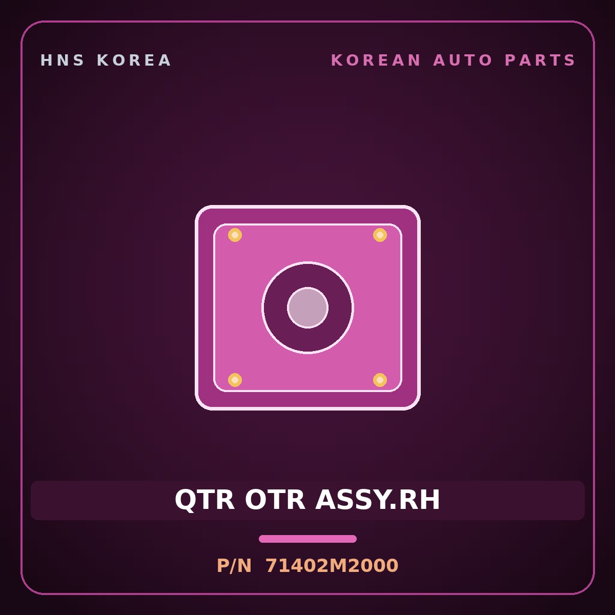 Genuine Mobis QTR OTR ASSY.RH 71402M2000 for Santamo 1995 HNS Parts Korea