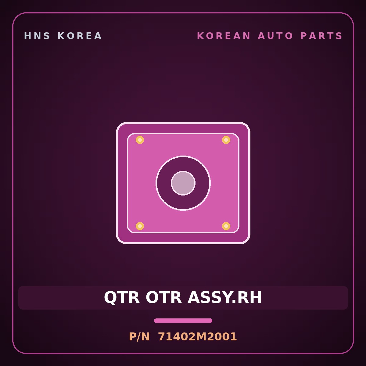 Genuine Mobis QTR OTR ASSY.RH 71402M2001 for Santamo 1995 HNS Parts Korea