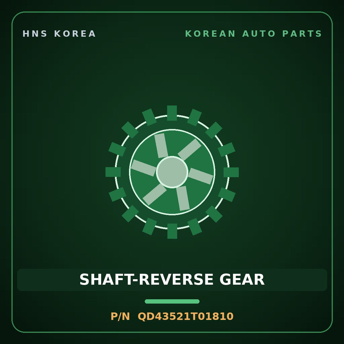 Genuine Mobis SHAFT-REVERSE GEAR QD43521T01810 for County 2008 HNS Parts Korea