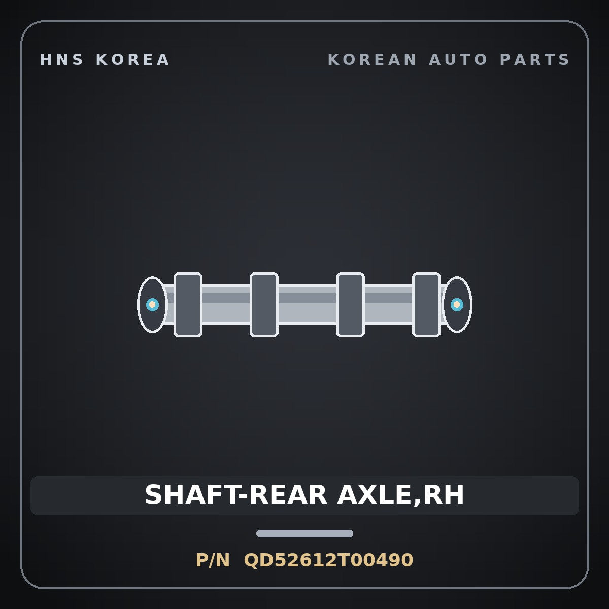Genuine Mobis SHAFT-REAR AXLE,RH QD52612T00490 for Mighty 2015 HNS Parts Korea