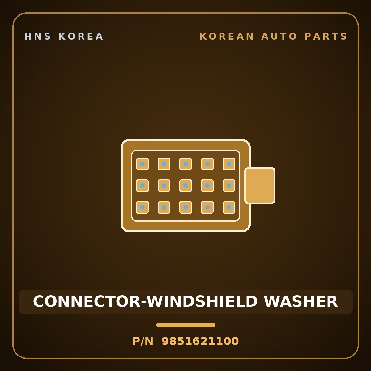 Genuine Mobis CONNECTOR-WINDSHIELD WASHER 9851621100 for Accent 1992 HNS Parts Korea